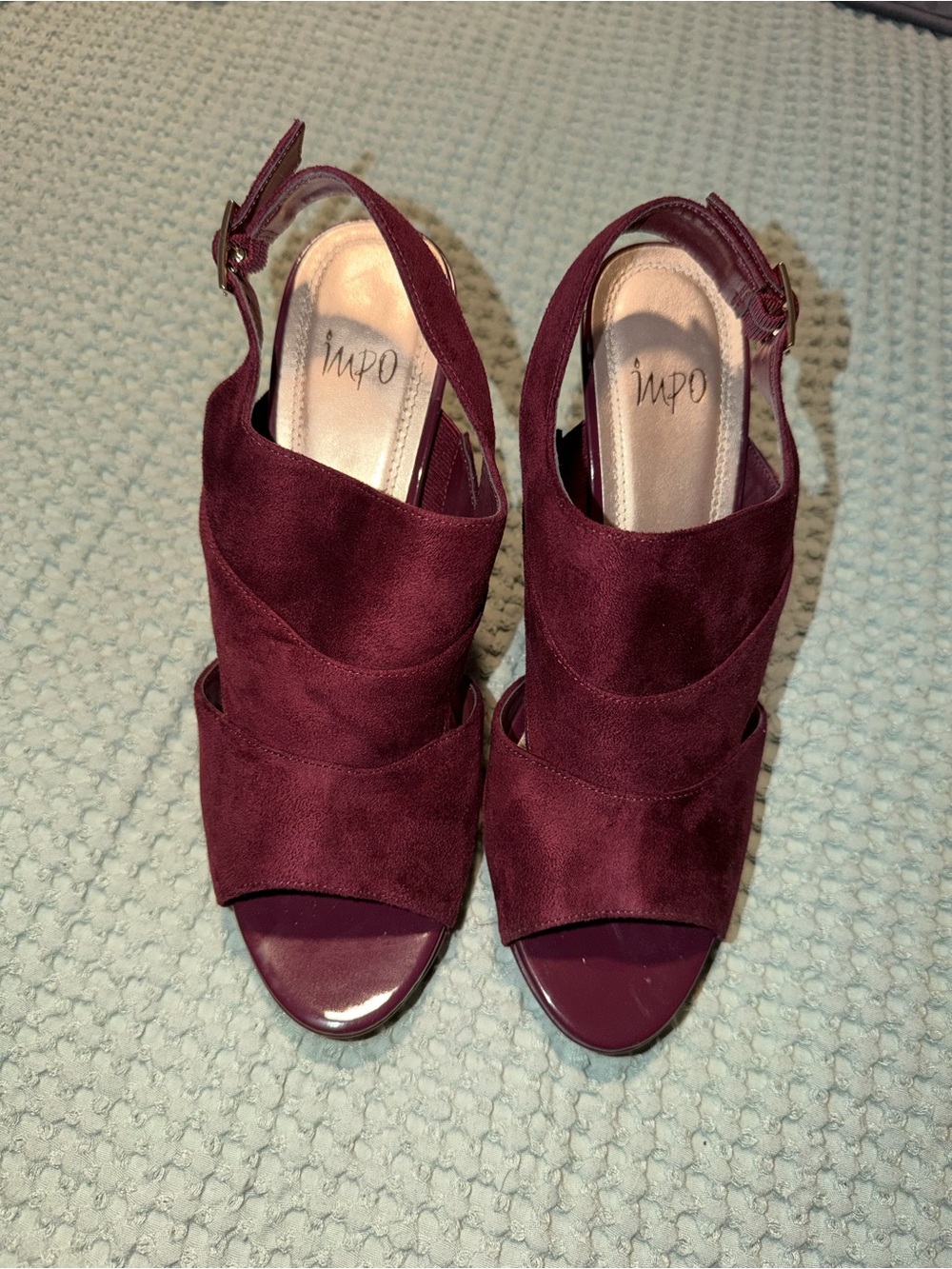Impo Women's Wine Suede Slingback Heels